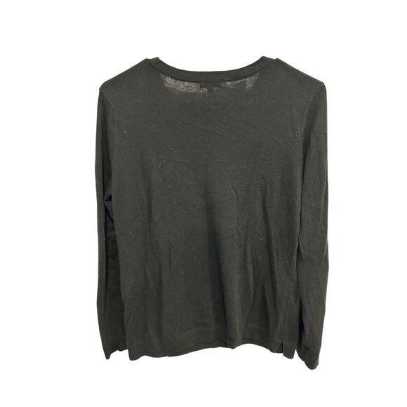 Talbots Petite Black Sweater Star Design Sequin Accents Size SP Bling Celestial - Picture 2 of 9